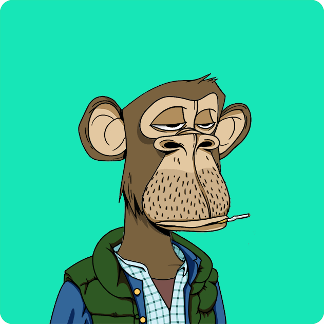 A cartoon illustration of Bored Ape #9911 from the Bored Ape Yacht Club NFT collection, depicted with a stoic expression, stubble, and a cigarette, wearing a plaid shirt and green vest. The character matches the "Return to Monke" theme referenced in the NFT transaction details of 8.94 ETH.