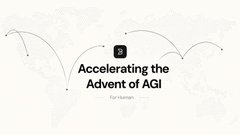 The image features an advertisement with a map of the world, which includes arrows pointing towards different countries. The title "Accelerating the Advent of AI" is written above the map, and below the map there's text that reads "For human".