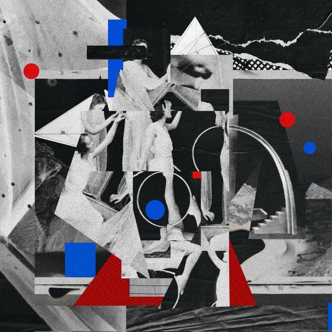 The image is a black and white collage of various shapes and patterns that appear to be random or chaotic at first glance but are actually composed of geometric shapes, such as triangles, rectangles, circles, and lines. The collage includes elements like people, animals, buildings, and other objects arranged in an abstract manner. The post reads "Gm art lovers Disorder Between order and ruin, the soul rearranges itself." This suggests that the artist has created a piece of art that is intentionally disorganized or chaotic to evoke a sense of disorder or chaos within the viewer's mind. The use of geometric shapes and patterns adds to this effect by creating an abstract visual experience that challenges traditional ideas about what art should be.