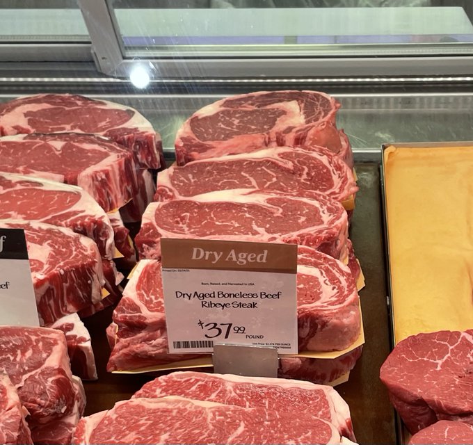 "Ribeye inflation index has a big print. New price $37.99/lb. 18.5% annualized since !"