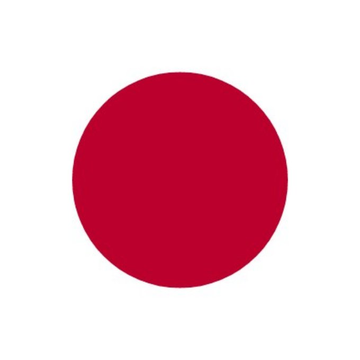 A simple image showing a large dark red circle centered on a white background, resembling a minimalist depiction of the Japanese flag.