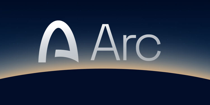 A stylized logo featuring the letter 'A' and the word 'Arc' in light text against a dark gradient sky with a curved horizon line at the bottom.