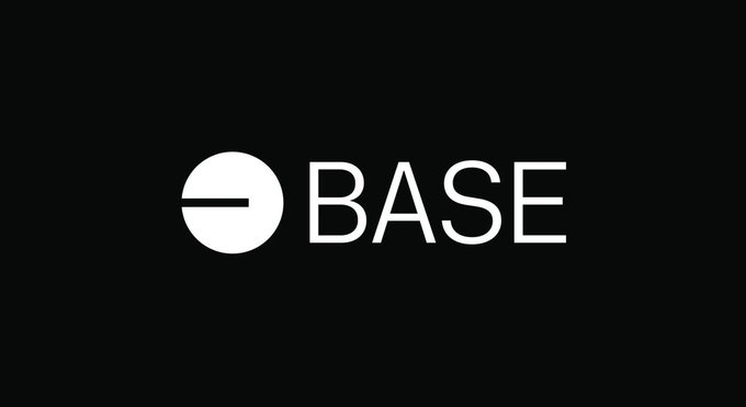 A minimalist logo on a black background showing a white circle with a horizontal line through it next to the word "BASE".