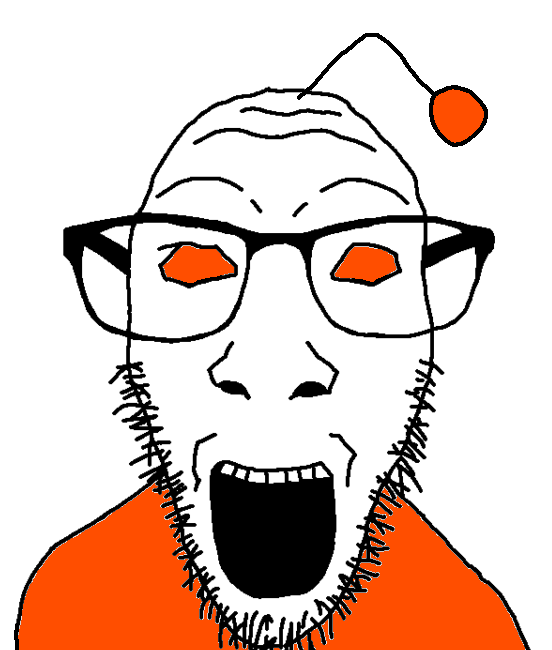 The drawing depicts a bald, bearded man in an orange shirt, black glasses, and a tiny orange hat, his mouth wide open in a scream. It references the “$soycuck” meme and the address 0x1cd4e7a0e8e766c5a0b9d7fbc1ac52fb7b12198e mentioned in the caption.