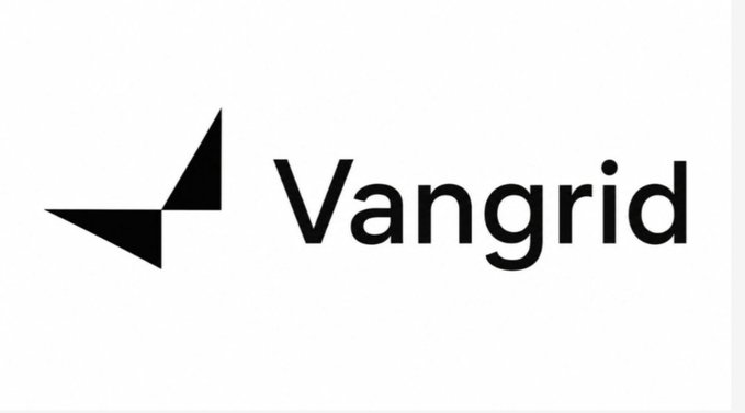 The Vangrid logo featuring a stylized black arrow/lightning bolt icon next to the company name in bold black text on a white background.