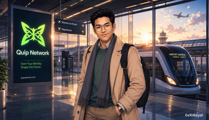 The image features a man wearing glasses, standing next to a train station with an airport sign behind him. The man has his hand on his hip and appears to be posing for a photo. In the background of the image, there are two airplanes visible - one closer to the top right corner and another further down in the distance.