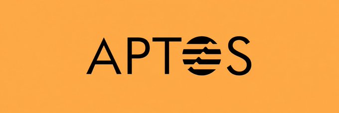 The APTOS logo displayed in black text on an orange background, with a stylized circular emblem replacing the letter 'O'.