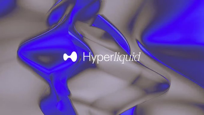 The image features the "Hyperliquid" logo with its distinctive bowtie-shaped icon, set against a glossy, flowing blue and silver abstract background. This visual aligns with the announcement of Hyperliquid's official entry into the Prediction Market sector, showcasing the brand identity as it introduces its innovative approach of using its own network validators for real-world event resolution.