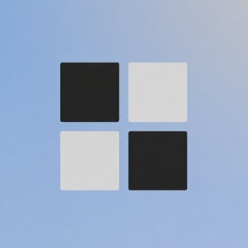 A minimalist graphic displays four squares arranged in a checkerboard pattern—two black and two light gray—set against a soft blue gradient background, symbolizing the bold "$INDEX" token referenced in the accompanying post as a lasting force in the market.