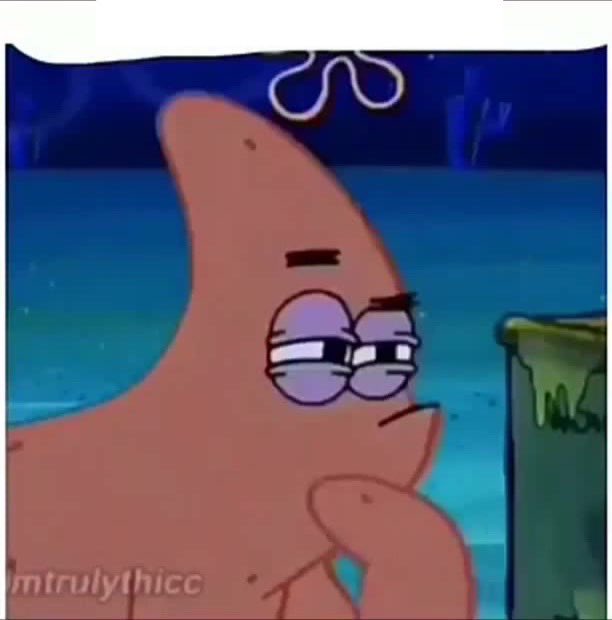 The image shows a tired-looking Patrick Star from SpongeBob with half-closed eyes and a hand on his chin, appearing bored or weary, with the text "mtruthy" visible in the corner. The caption relates to the post's message about patiently waiting while an opponent (in this case, Iran) overextends and exhausts itself through excessive action.