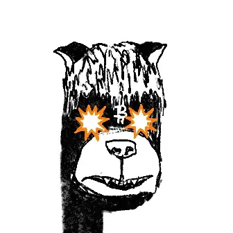 A cartoon-style black and white illustration shows a bear-like character with "BOO" written on its forehead and orange starbursts covering its eyes, paired with the inscription number "60582366." The "BOO" text and surprised expression suggest the image is meant as a playful or startling visual associated with the inscription record.