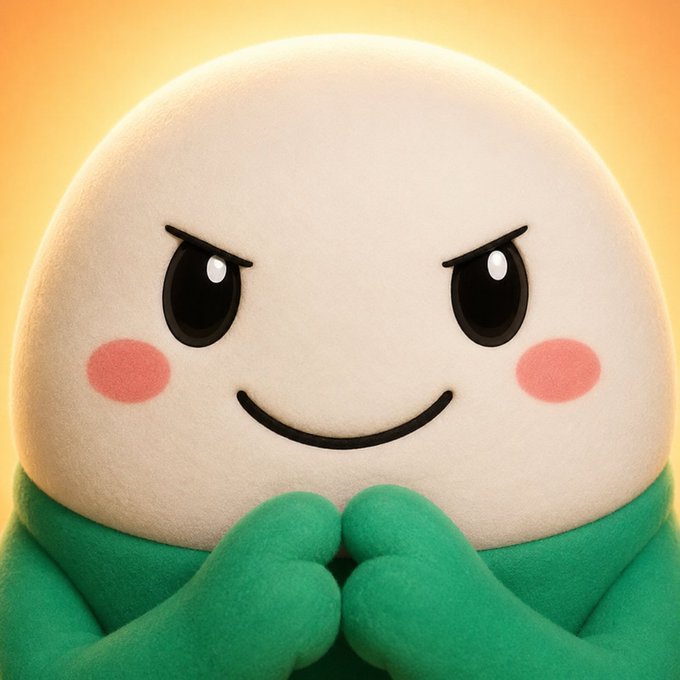 A plush Dumpling meme character with rosy cheeks, drawn-on slanted eyes, and a smug smile clutches its green-gloved paws together against a warm yellow background, perfectly capturing the mischievous "holding the bags" expression that pairs with "$Cupsey" going from 10m to 100m.