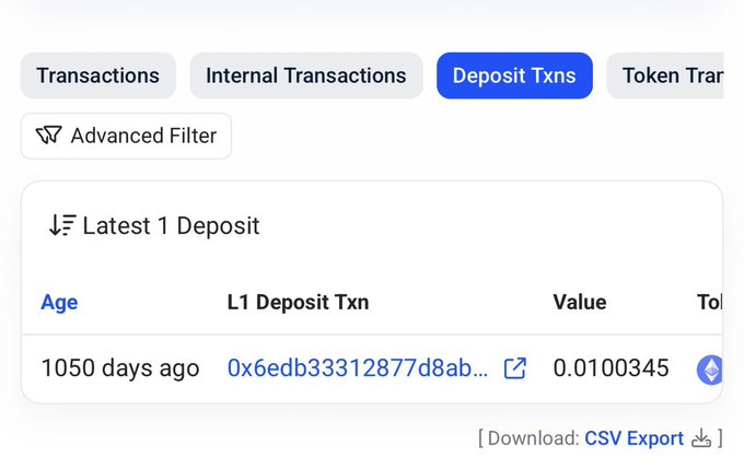 The image shows a screenshot of an internal website page, most likely related to cryptocurrency trading and assets management. It appears to be discussing "Global Deposits" within a trading platform that was established back in 2023, allowing users to bridge funds from Ethereum L1 to Base using the official bridge. As of now, this feature is depreciating, with the last version of the internal website being at least 10050 days ago. The content also mentions a post about a user who used it, possibly discussing the platform or sharing insights.