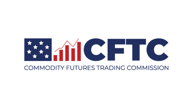The image shows the logo of the **Commodity Futures Trading Commission (CFTC)**, featuring a stylized American flag with a rising red bar chart next to the agency's name in dark blue lettering. The logo visually represents the CFTC, which is central to the post's message about the agency continuing its efforts to regulate crypto markets by submitting its crypto market rules to the White House for review following the failure of the CLARITY Act in the Senate.
