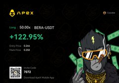 The image features a cartoon character dressed as a monkey holding up a dollar bill, likely a symbol of wealth or currency. In the same image, there is a text box containing details about an investment opportunity related to trading cards known as "Gonna share someHTF setups soon- Some trade setups and scalps from TG- $BERA $SNDK $MU $ZEC $CHZ". The monkey character in the image seems to be promoting or emphasizing this particular investment, possibly connected to a gaming community that uses trading cards for gameplay purposes.