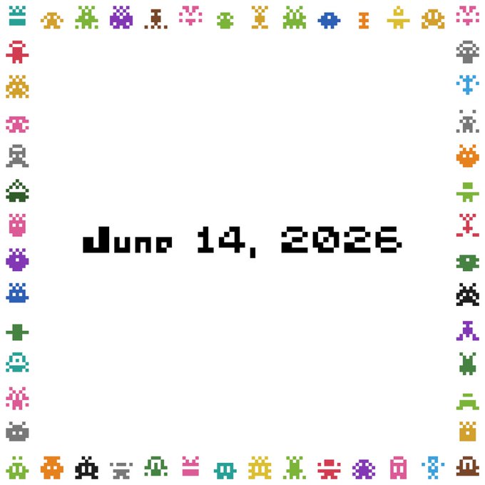 The image features a square frame with various small icons of different colors, including green, pink, blue, purple, orange, and yellow. The text "June 14, 2016" is written above the frame, indicating that this is an event or gathering related to June 14th, 2016. The post also mentions that there are two wallet addresses in the image: one for the start time of the event (4 PM) and another for the maximum number of attendees (10).
