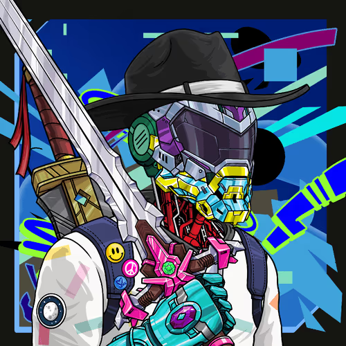 The image features an illustration of a person wearing a hat and holding a sword or gun with a backpack attached to their back. The background consists of blue and green colors, which are typical elements found in a digital art style. The caption at the bottom of the image reads "Who's Active Today? Happy Thursday Builders Sometimes we just need tools that really work without a lot of drama if you want to build a Blockchain with ease, use @CNPYNetwork If you want to use Crypto for everyday needs, use @useTria Keep building, stay consistent and". The person in the image is wearing a hat and holding a sword or gun.