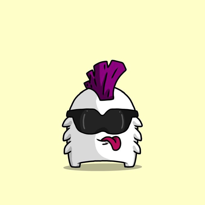 A cartoon white puff creature with a purple mohawk, black sunglasses, and its tongue sticking out playfully illustrates the "PuffPals" NFT mint being announced. The character's tough, "comeback harder" attitude visually reinforces the project's defiant message about returning to OpenSea's marketplace despite prior obstacles.