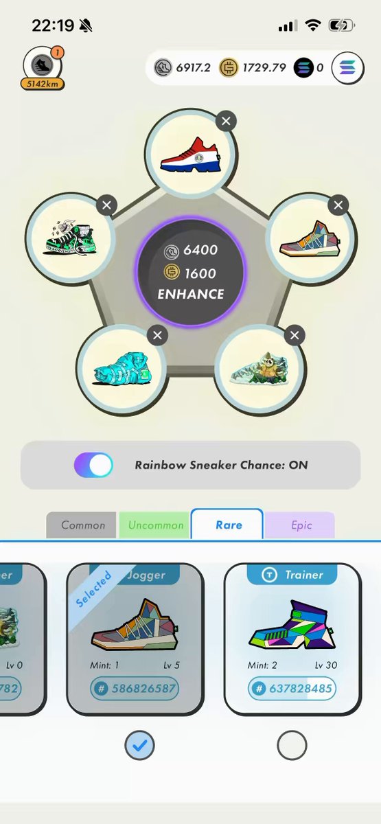 The image shows an iPhone screen displaying a shoe shopping app, which has five different types of shoes available for purchase. The app allows users to browse through these options and make purchases using their credit card or other payment methods. The app also provides information about each shoe's features and pricing.