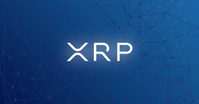 The image features the white "XRP" logo prominently displayed against a blue background with a network of interconnected lines and nodes, symbolizing blockchain technology. This visual directly represents the XRP cryptocurrency mentioned in the post's hypothetical scenario about receiving 25,000 XRP.