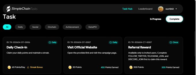 The image shows a screenshot of a task management tool, specifically designed for people who want to manage their tasks easily through an online interface. The main focus of the screenshot is the "Task" section which contains different tasks that can be completed or checked off as done. Each task has its own description and points towards a rewards page where users can earn points by checking off completed tasks, and this information can also be accessed via a link in the screenshot.