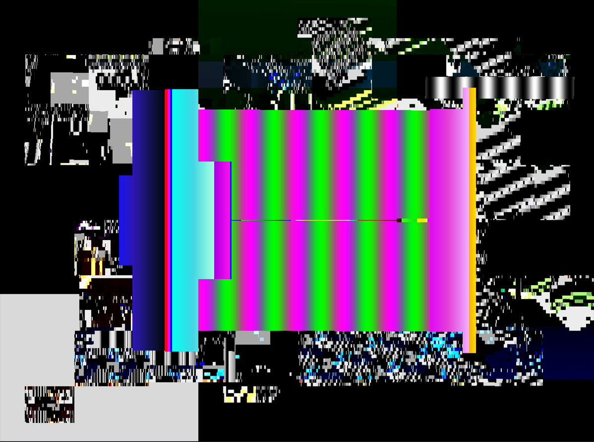 The image features a black background with a colorful, abstract design that includes horizontal stripes of various colors such as blue, green, pink, and yellow. The text "Dynamic Interference" is present, which could be related to the content or style of the image. The caption also mentions an "@TeiaCommunity" post, suggesting that this image might have been shared on a social media platform by someone named @Teia Community.