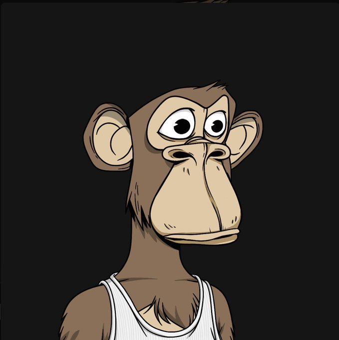 A digital illustration of a brown cartoon monkey wearing a white tank top against a solid black background.