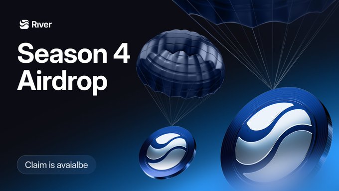 The image features a poster for an Airdrop service, with three parachutes floating in the air above it. The poster also includes text that reads "Season 4 Airdrop" and "claim is available", suggesting that this is a promotional offer or event related to the Airdrop service.