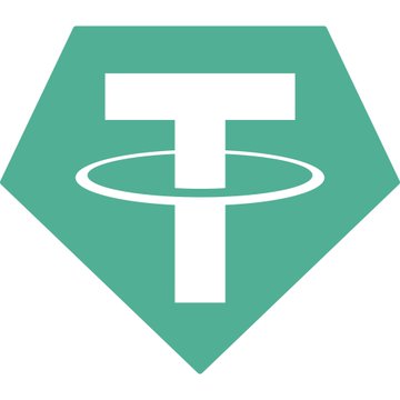 The image displays the Tether (USDT) logo, featuring a white "T" with a horizontal ring encircling it, set against a teal-green diamond background. This represents the $USDT stablecoin referenced in the post about its return to the Bitcoin network via the RGB protocol.