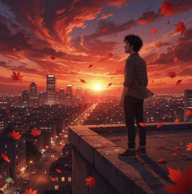 The image features a man standing on top of a building, looking out at an urban cityscape with buildings and trees below him. The sky above them has a beautiful sunset, creating a warm and serene atmosphere. There are also red leaves scattered throughout the scene, adding a touch of nature to the urban setting. The post seems to be promoting QuipEdu, which is an interactive simulator that teaches users about the protocol in just 5 minutes instead of 50 pages of text.
