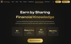 A trading platform landing page featuring an "Earn by Sharing Financial Knowledge" affiliate program promotion, highlighting $5 sign-up bonus, recurring commissions, 90-day cookie duration, and monthly payouts through an IB Partner Program.

The image relates to the post by visually promoting a financial affiliate program with institutional-style metrics (86% institutional adoption, recurring payouts, 90-day tracking), echoing the post's theme of contrasting institutional infrastructure building against short-term regulatory clarity events for $XRP and utility tokens.