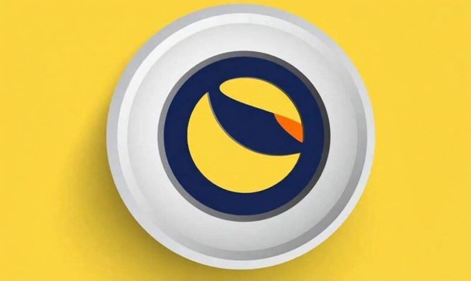 A 3D rendering of a white coin with a dark blue circle and a yellow and orange crescent shape inside, set against a yellow background.