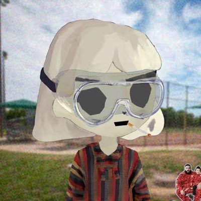 A cartoon figure with an oversized helmet, aviator goggles, and a striped shirt stands in a fenced field with a cloudy sky background, while a small inset photo in the bottom-right shows two people in red outfits making a heart gesture. The "GM to those who GM" caption ties into the character appearing to greet the crypto community, with "GM" (a common "good morning" greeting in Web3/crypto culture) reinforced by the figure's friendly, ready-to-engage posture.