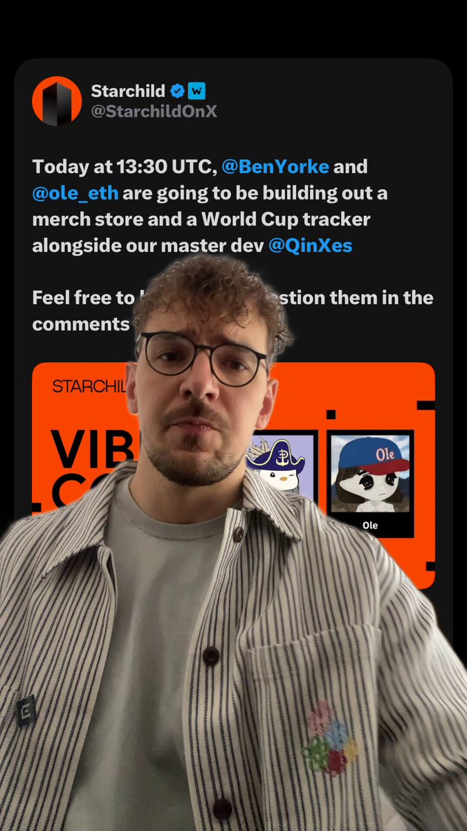 The image features a man wearing glasses, standing against a black background with his head turned towards the camera. He appears to be posing for a photo or participating in an online event. The caption of the image reads "IM NOT THE INTERN!!!". This phrase is likely meant as a humorous response to the post about the man on Twitter.
