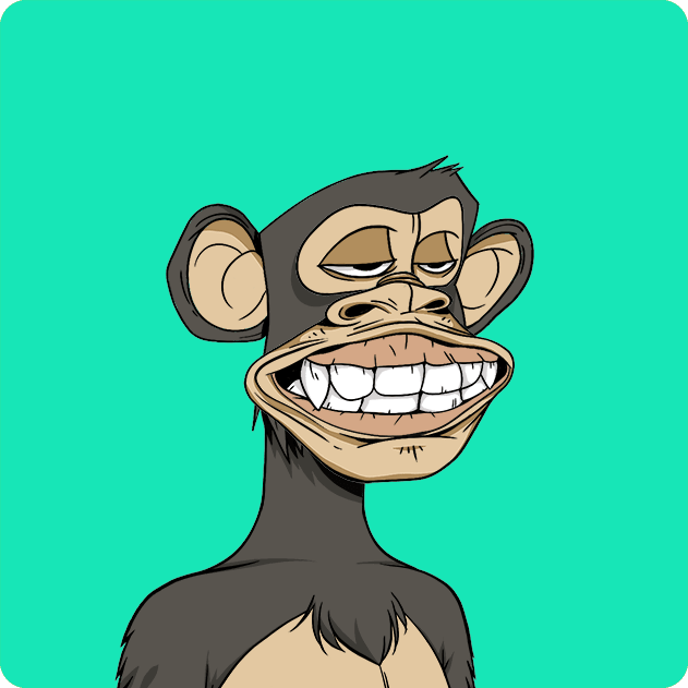 The image features a cartoon monkey with big, wide eyes and a goofy smile, sitting against a teal background. The monkey appears to be wearing a hat and has a funny expression on its face. The caption of the image reads "Ape #2507 Bought for 15 ETH 0xf46a...6fEB 0xf46a...6fEB etherscan.io/tx/0xdf3f0a792 ... Return to Monke: opensea.io/collection/bor".