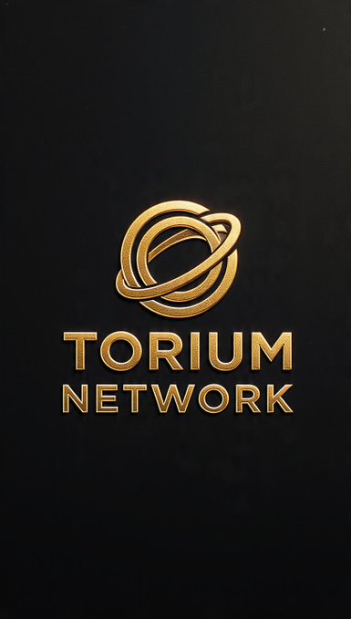 Logo design for 'TORIUM NETWORK' featuring an intertwined golden ring emblem above the text against a black background.