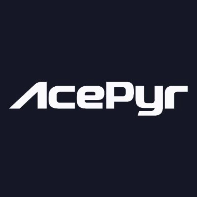 A logo for 'AcePyr' displayed in white text on a dark gray background.