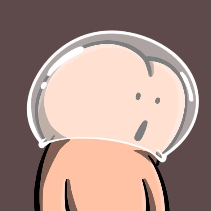 A cartoon character wearing a transparent bubble helmet displays a surprised expression, fitting the post's sentiment of being speechless at the impressive NFT artwork from @pinienft.