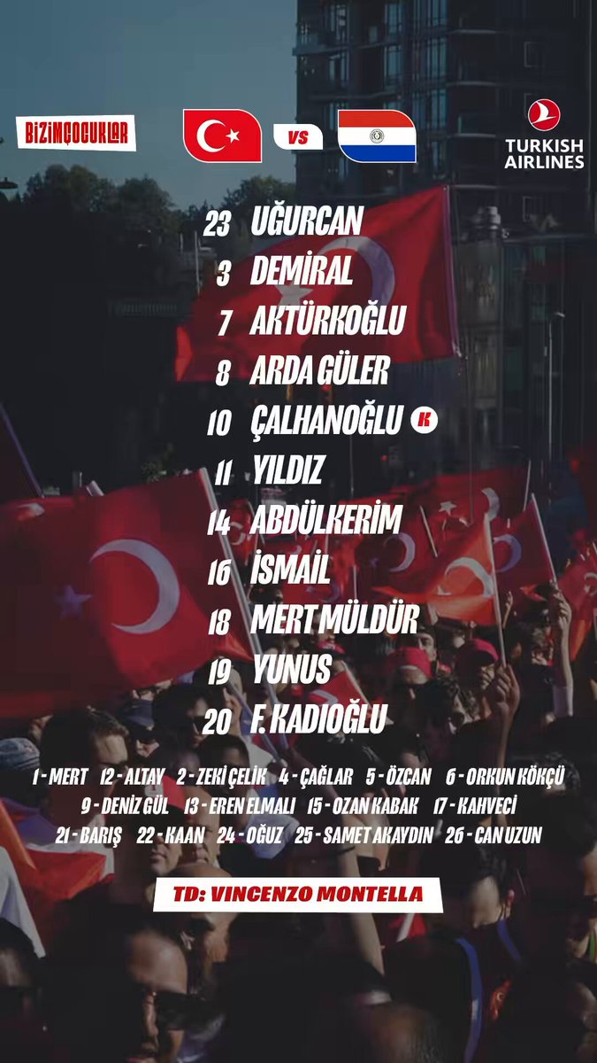 The image features a poster with a crowd of people holding Turkish flags, including the Turkish flag itself. The poster also includes text about a sports event or competition taking place between Turkey and another country. The focus of the poster seems to be on promoting national pride and unity through sports.