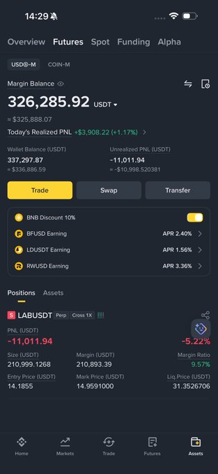 The image shows a phone screen displaying information about trading cryptocurrencies. The details include information about trading positions, asset class, and trade types. This information could be related to a cryptocurrency trading platform or a cryptocurrency portfolio management tool. In one part of the post, there is an explanation that "if i make a profit, i'll set aside some of it to make sure my traders are happy". The presence of this message indicates that the trader may consider rewarding themselves with some profits if they do well in their trading activities.