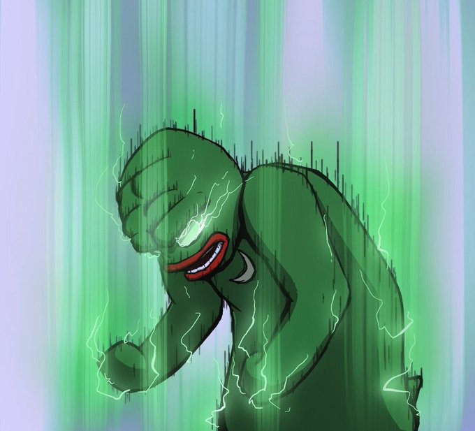 A green, hooded figure radiating lightning bolts from its body stands defiantly amid a stormy purple and green aura, conveying overwhelming power and energy.

The image visually amplifies the post's message of unstoppable momentum and imminent victory—portraying the viewer as a powerful, electrified force poised to dominate the next market cycle, where success will be mistaken for luck rather than the strength they're about to unleash.