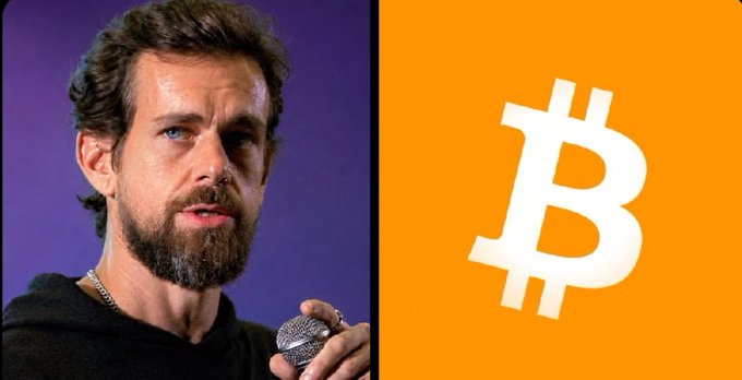Jack Dorsey, Block CEO, holds a microphone beside the Bitcoin logo, visually connecting him to Block's recent $15.1 million purchase of 234 BTC, bringing the company's total holdings to 9,117 BTC.