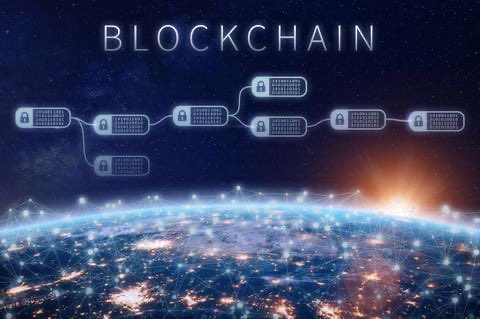 A digital illustration showing the word "BLOCKCHAIN" above a chain of padlock-protected blocks hovering over a glowing cityscape, symbolizing transparency and data accessibility—matching the post's message that the blockchain provides verifiable on-chain insights into wallets, liquidity, and whale activity for assets like $ETH and $SOL.