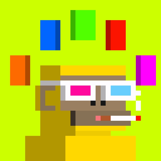 A pixel art rendering of the character 3D from the Llamas with Hats web series, depicted as a blocky figure wearing 3D glasses against a bright green background.