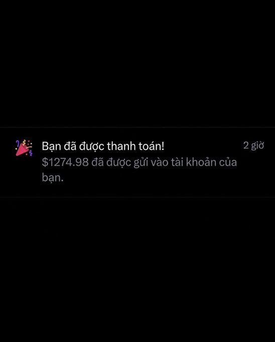 A notification from a payment app confirms that $1274.98 has been successfully deposited into the user's account. This relates to the post, as the user is announcing winning a payout or giveaway ("payx giveaway") shortly after receiving the funds.