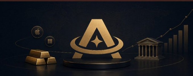 A dark, gold-accented banner showcases a stylized "A" emblem with a four-point star at its center, flanked by gold bars on the left and a classical bank/bank-like building with an ascending bar chart on the right, visually reinforcing the post's message of $ASTRA 2.0's evolution into a stronger, more valuable financial ecosystem.