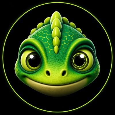 This image shows a cute, green cartoon gecko with large, curious eyes. It's likely meant to represent the cryptocurrency $LOXI, which the poster believes has a lot of potential.