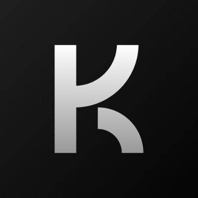 A minimalist silver and gray letter 'R' logo is displayed on a black background, resembling the Karbon or Razer brand logo style.