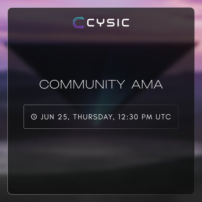 The image shows a computer screen displaying a webpage with an array of text, including the caption "CySIC Community Ama". The website appears to be related to a calendar or scheduling service, as indicated by its content about a Bi-weekly AMA. The website provides details on when and where this event takes place, which appears to be scheduled for Saturday, Tuesday at 12:30 PM UCT (Universal Time Coordinate).