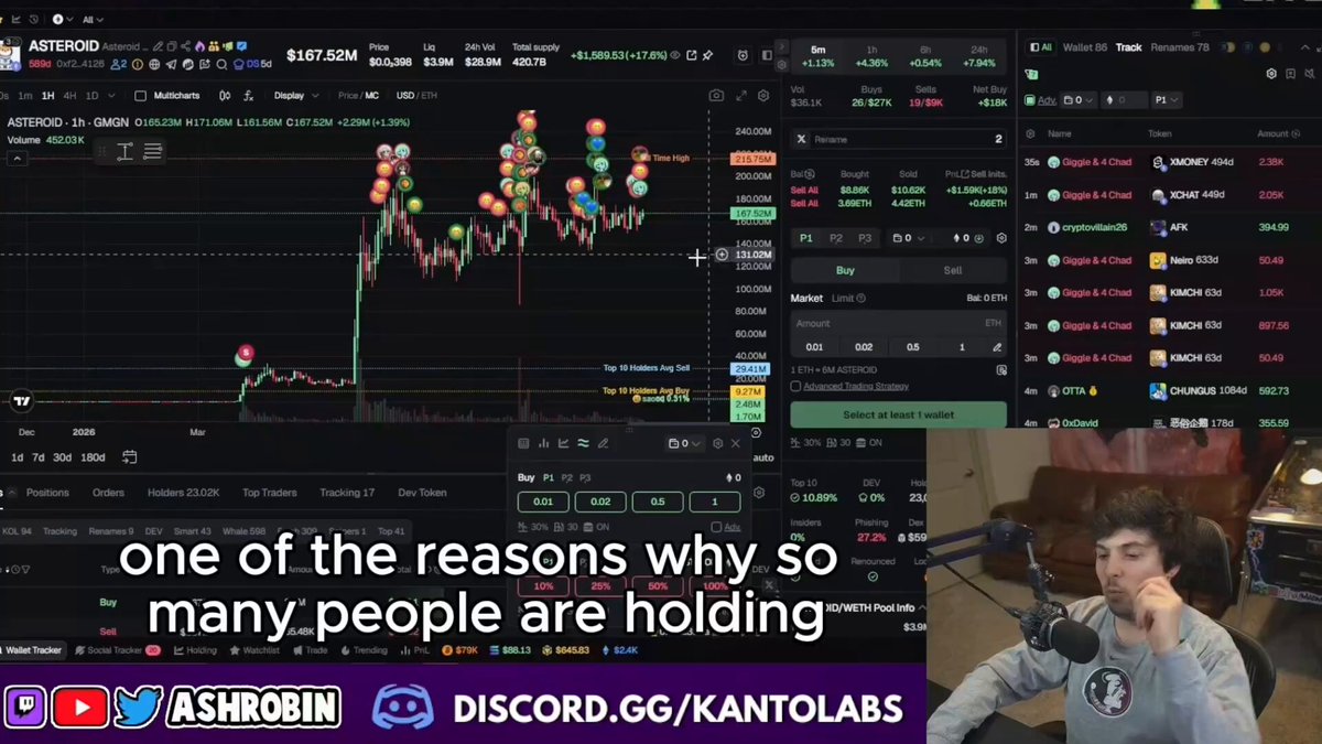The image shows a man sitting behind a computer screen, likely watching a video or listening to a podcast related to cryptocurrency. The caption above him reads "There is going to come a point when SpaceX and Elon post about ASTEROID we already know Elon took the time to make ASTEROID the official SpaceX mascot, and it' s listed as the 
official SpaceX mascot". This suggests that there might be an event or announcement related to the AstraDog space project in the near future. The man's interest in this topic could be due to his personal investment or fascination with the project.